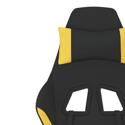 vidaXL Massage Gaming Chair with Footrest Black and Yellow Fabric