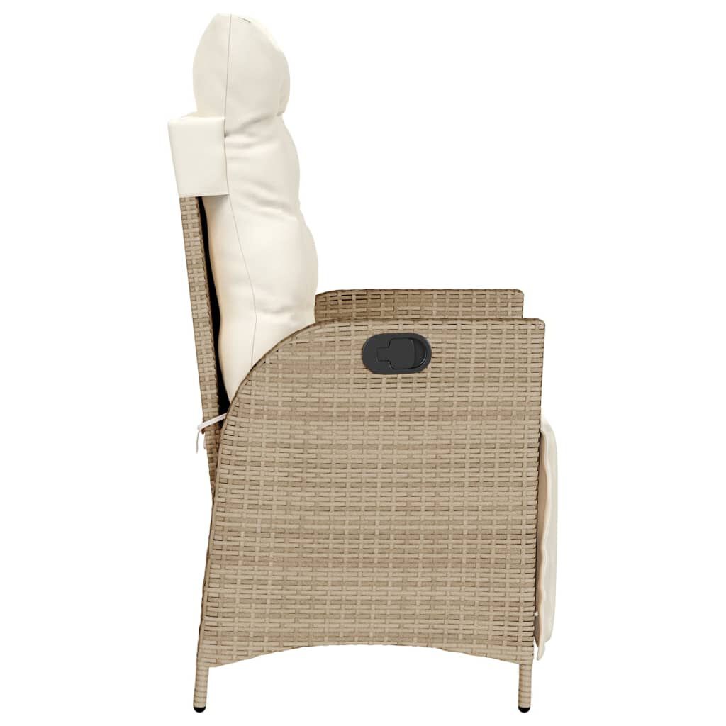 vidaXL 3 Piece Bistro Set with Cushions Beige Poly Rattan