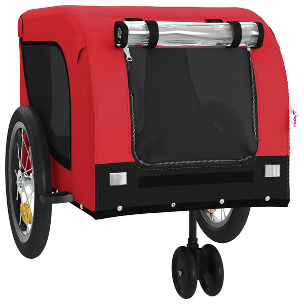 vidaXL Pet Bike Trailer Red and Black Oxford Fabric and Iron