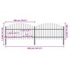vidaXL Garden Fence with Spear Top Steel 359x125 cm Black