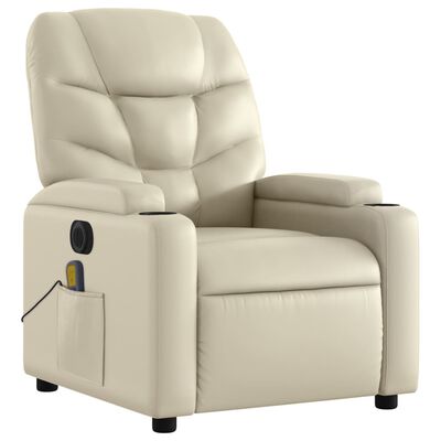 vidaXL Electric Massage Recliner Chair Cream Faux Leather