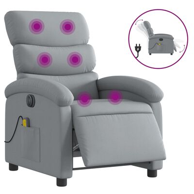 vidaXL Electric Massage Recliner Chair Light Grey Fabric