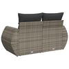 vidaXL Garden Sofa with Cushions 2-Seater Grey Poly Rattan