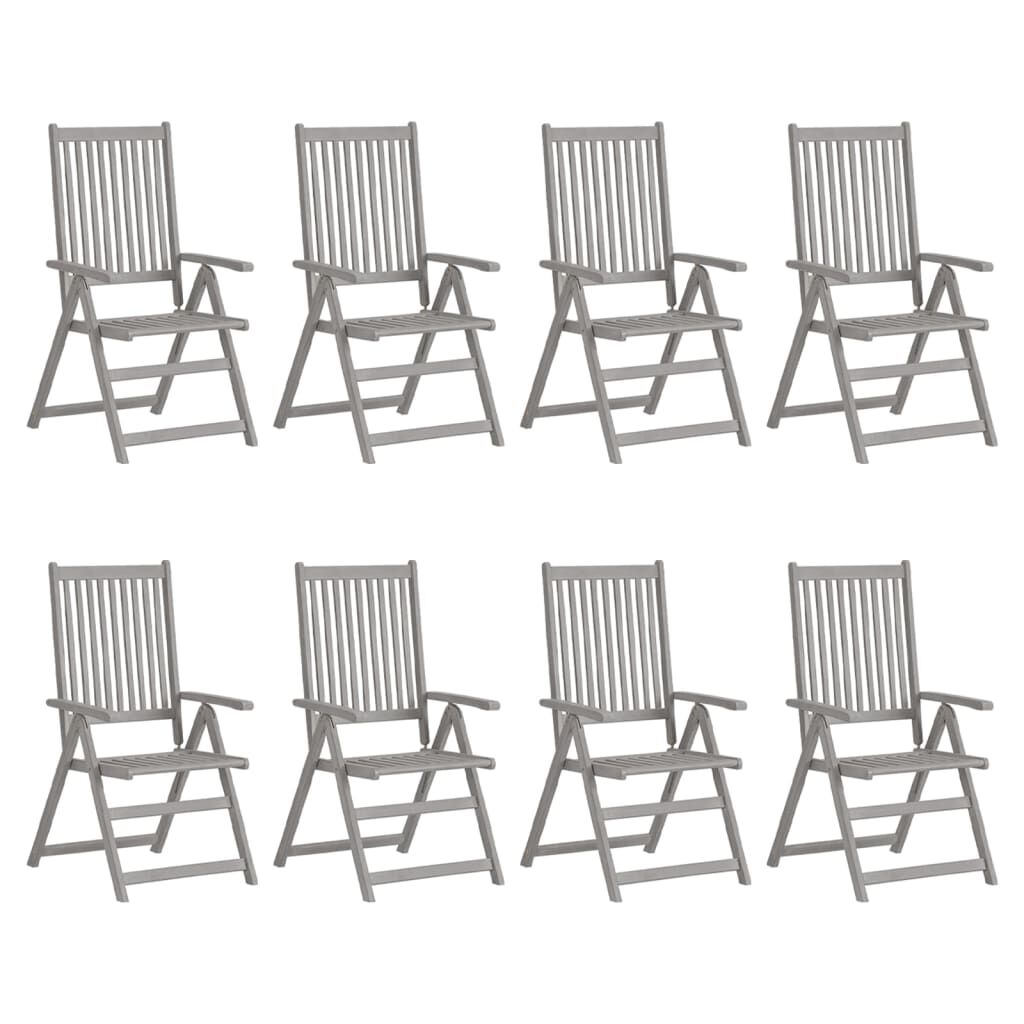 vidaXL Garden Reclining Chairs with Cushions 8 pcs Grey Wood Acacia