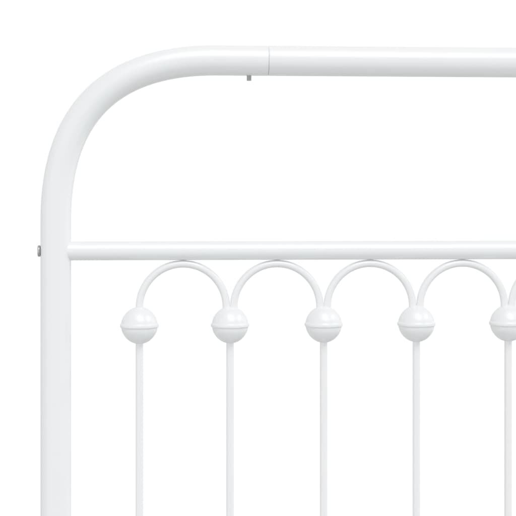 vidaXL Metal Bed Frame without Mattress with Headboard White 100x200cm