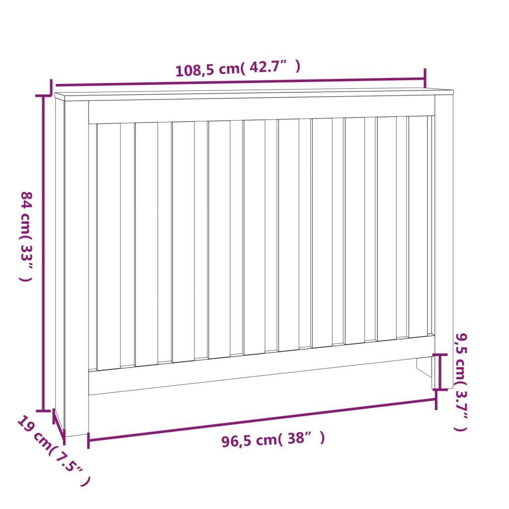 vidaXL Radiator Cover 108.5x19x84 cm Solid Wood Pine