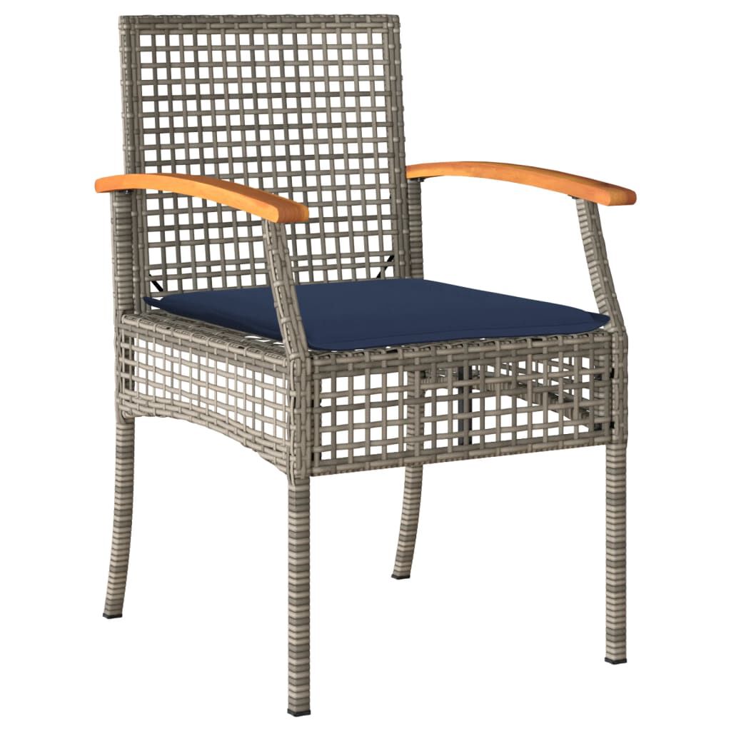 vidaXL 5 Piece Garden Dining Set with Cushions Grey Poly Rattan