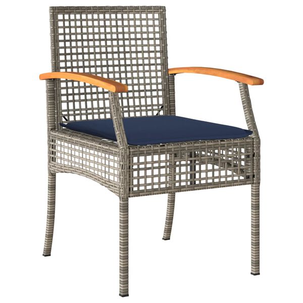 vidaXL 5 Piece Garden Dining Set with Cushions Grey Poly Rattan