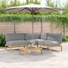 vidaXL Sofa Set with Cushion Plain Manual 4 pcs Grey Solid Acacia Wood