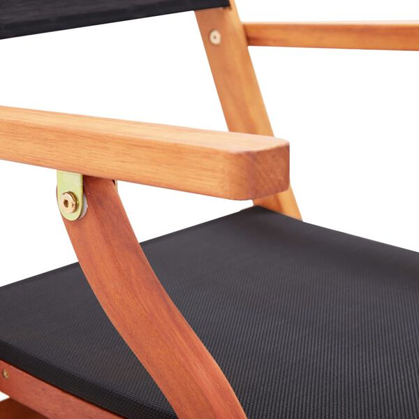vidaXL Folding Garden Chairs 2 pcs Black Solid Eucalyptus Wood and Textilene