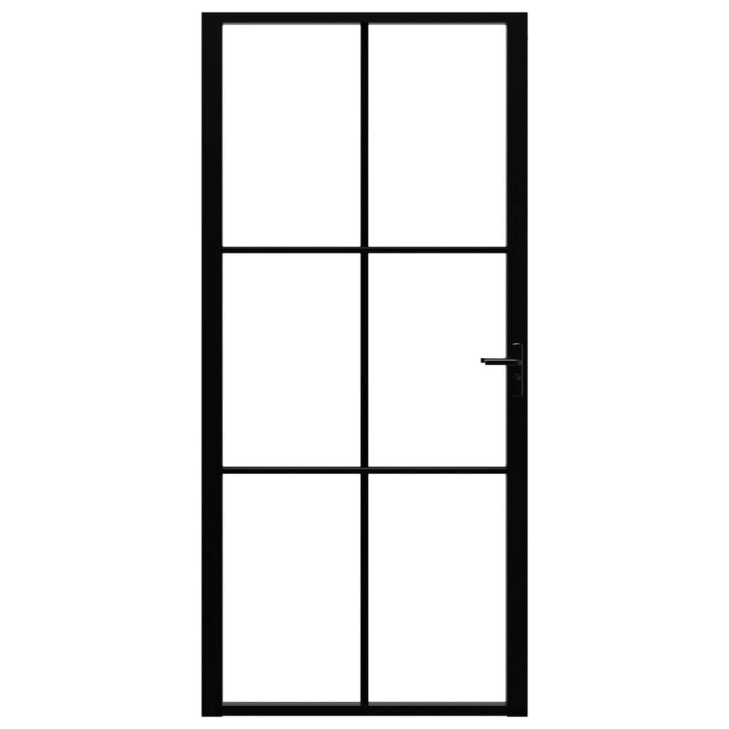 vidaXL Interior Door ESG Glass and Aluminium 93x201.5 cm Black