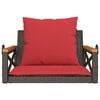 vidaXL Swing Bench with Cushions Brown 63x62x40 cm Poly Rattan