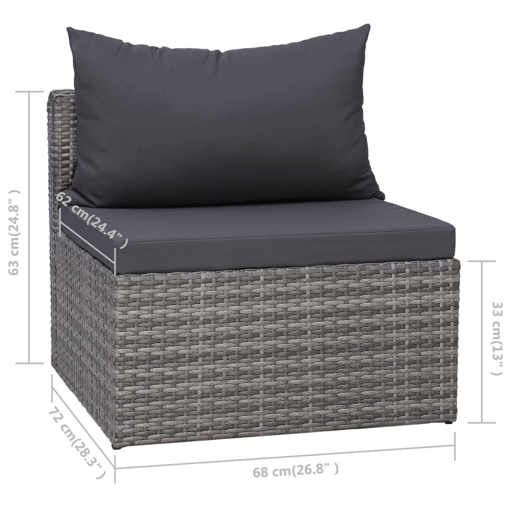 vidaXL 10 Piece Garden Lounge Set with Cushions Poly Rattan Grey