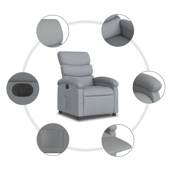 vidaXL Electric Recliner Chair Light Grey Fabric