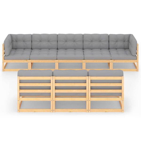 vidaXL 8 Piece Garden Lounge Set with Cushions Solid Pinewood