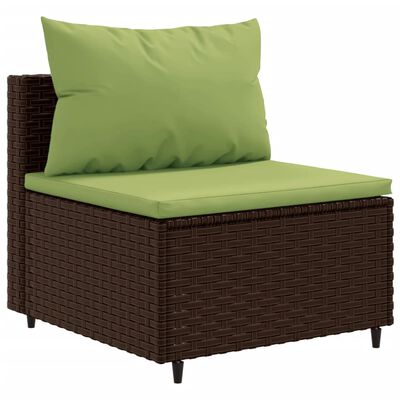 vidaXL 7 Piece Garden Lounge Set with Cushions Brown Poly Rattan