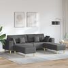 vidaXL Sofa with Cushion 3 pcs Dark Grey Fabric