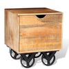 vidaXL Side Table with Drawer Wheels Mango Wood 40x40x45 cm