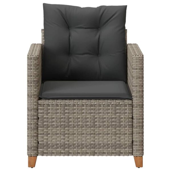 vidaXL Garden Chair with Cushions Grey Poly Rattan