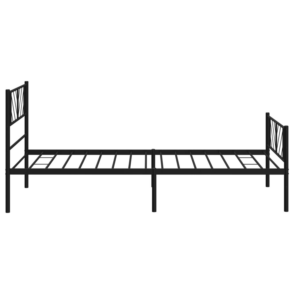 vidaXL Metal Bed Frame without Mattress with Footboard Black 100x190cm