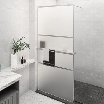 vidaXL Walk-in Shower Wall with Shelf Chrome 80x195 cm ESG Glass&Aluminium