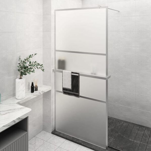vidaXL Walk-in Shower Wall with Shelf Chrome 80x195 cm ESG Glass&Aluminium