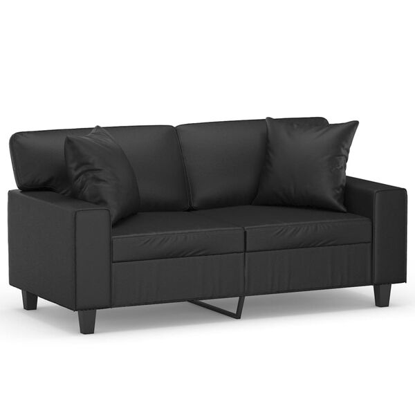 vidaXL 2-Seater Sofa with Throw Pillows Black 120 cm Faux Leather
