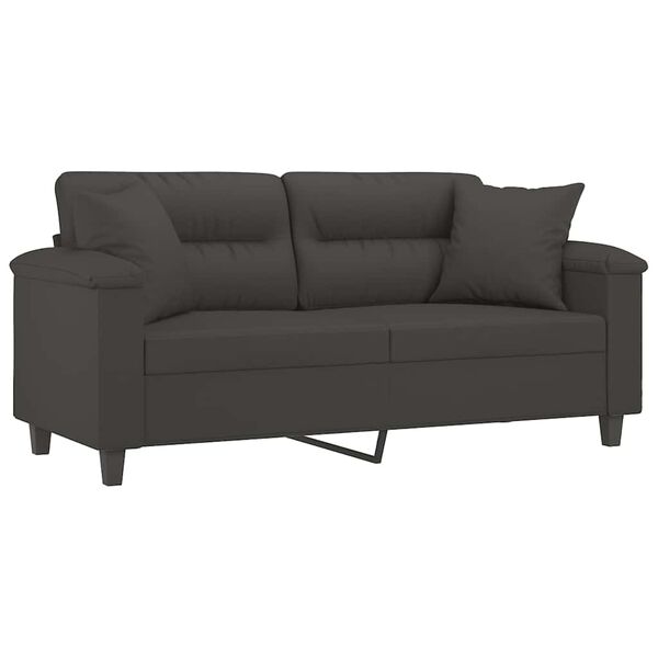 vidaXL 2-Seater Sofa with Pillows&Cushions Dark Grey 140 cm Microfibre Fabric