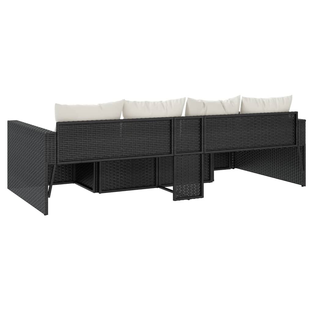 vidaXL 2 Piece Garden Lounge Set with Cushions Black Poly Rattan