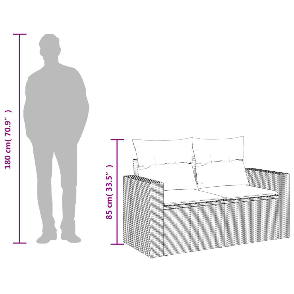 vidaXL Garden Sofa with Cushions 2-Seater Beige Poly Rattan