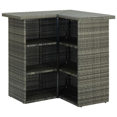 vidaXL Corner Bar Table Grey 100x50x105 cm Poly Rattan