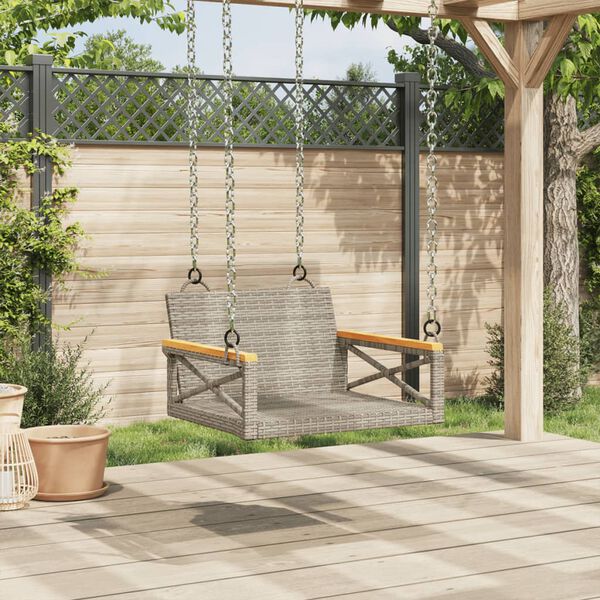 vidaXL Swing Bench Grey 63x62x40 cm Poly Rattan