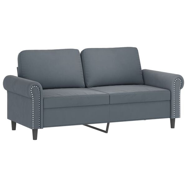 vidaXL 2 Piece Sofa Set with Pillows Dark Grey Velvet