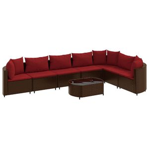 vidaXL 8 Piece Garden Sofa Set with Cushions Brown Poly Rattan