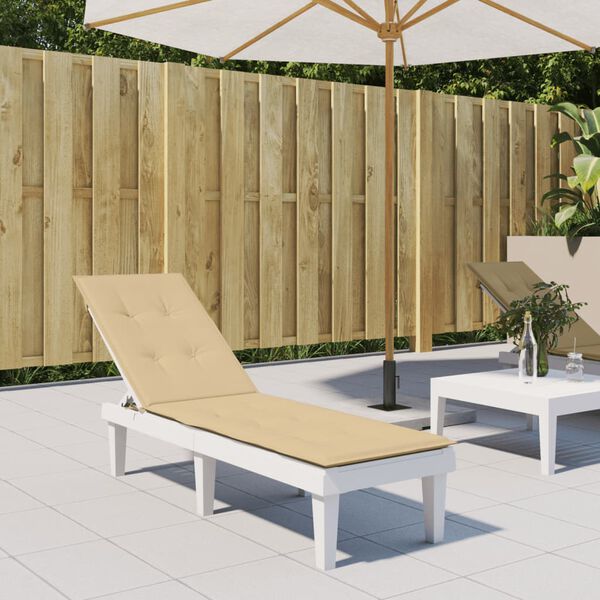 vidaXL Deck Chair Cushion Melange Beige (75+105)x50x4 cm Fabric