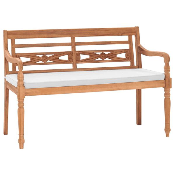 vidaXL Batavia Bench with Cushions 120 cm Teak