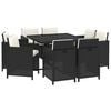 vidaXL 9 Piece Garden Dining Set with Cushions Poly Rattan Black