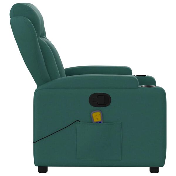 vidaXL Massage Recliner Chair Dark Green Fabric