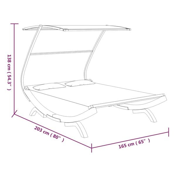 vidaXL Outdoor Lounge Bed with Canopy 165x203x138 cm Solid Bent Wood Cream
