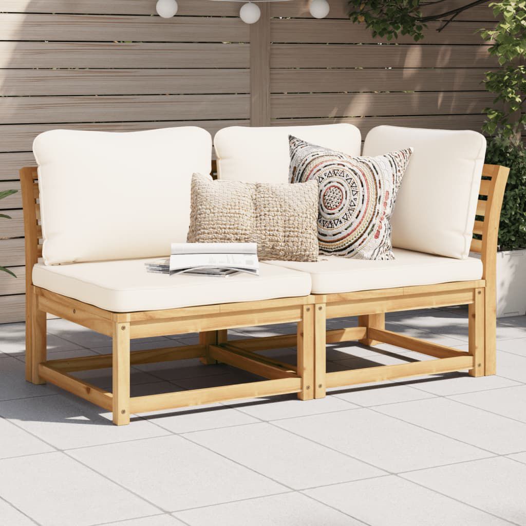 vidaXL 2 Piece Garden Lounge Set with Cushions Solid Wood Acacia