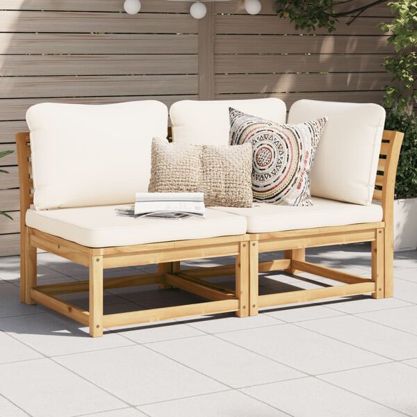 vidaXL 2 Piece Garden Lounge Set with Cushions Solid Wood Acacia