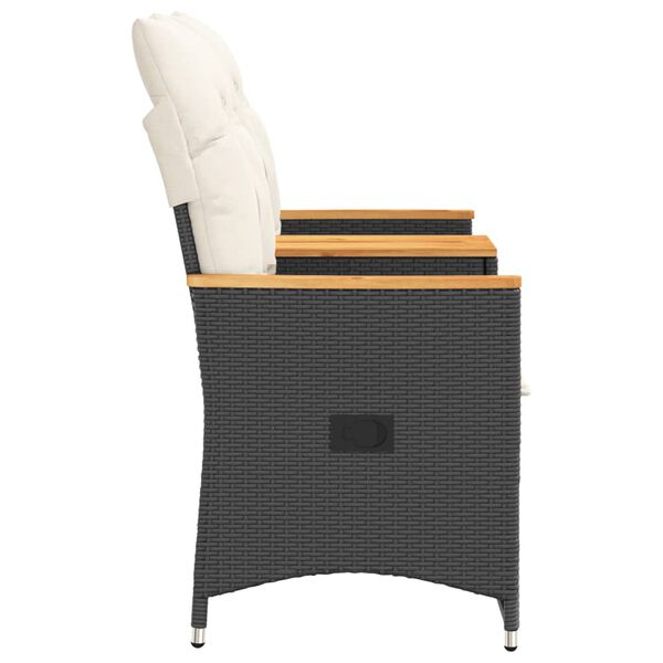 vidaXL Reclining Garden Sofa 2-Seater with Table Black Poly Rattan