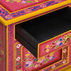 vidaXL Bedside Cabinet Solid Mango Wood Pink Hand Painted