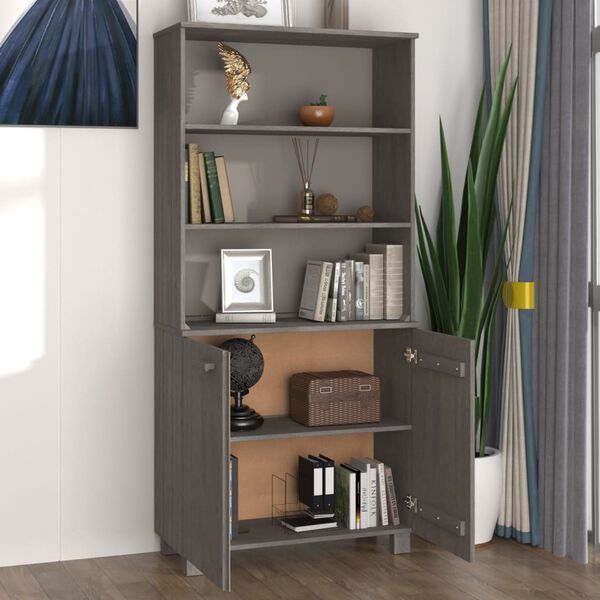 vidaXL Highboard HAMAR Solid Wood Pine Light Grey
