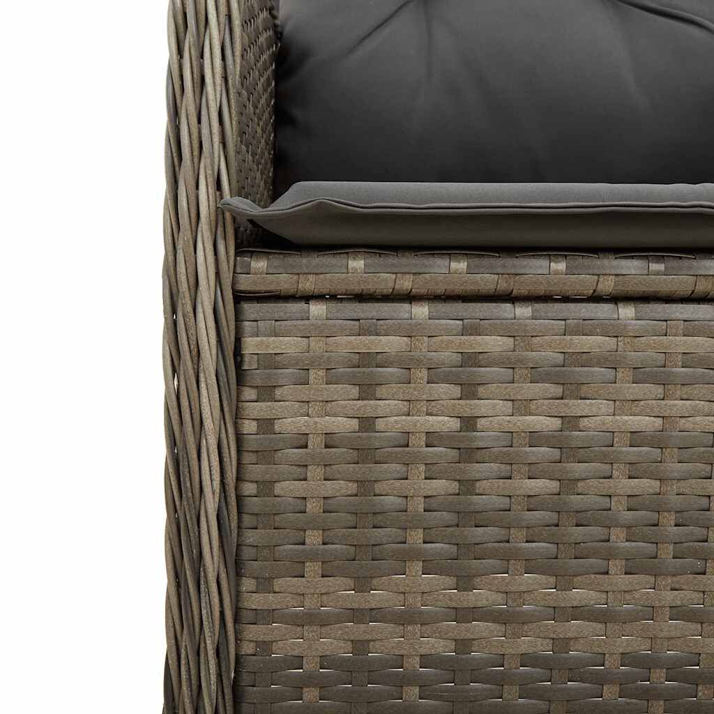 vidaXL 9 Piece Garden Bistro Set with Cushions Grey Poly Rattan