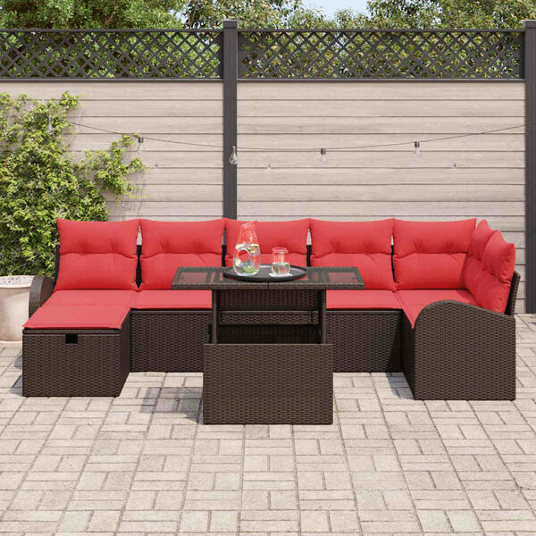 vidaXL Garden Sofa Set with Cushion 8 pcs Brown Poly rattan