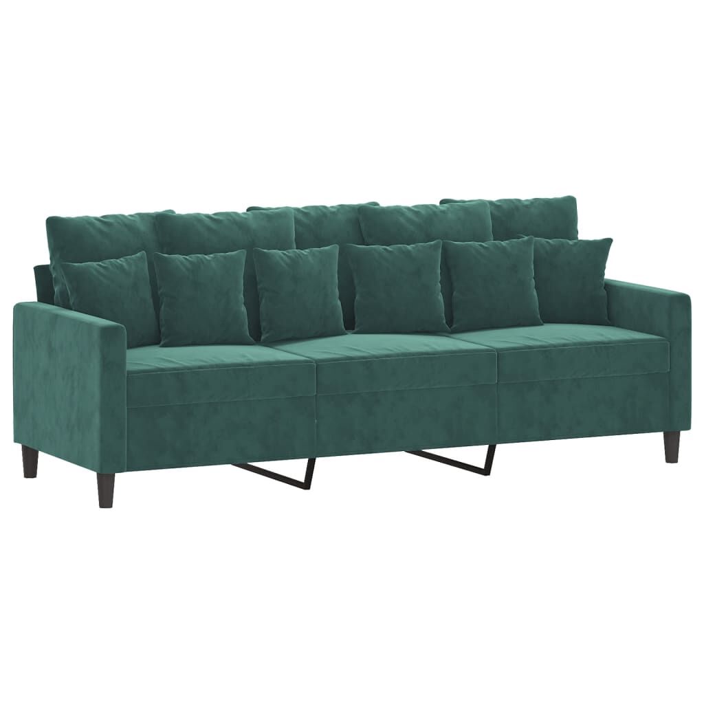 vidaXL 2 Piece Sofa Set with Cushions Dark Green Velvet