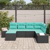 vidaXL Garden Sofa Set with Cushion 6 pcs Black Poly Rattan