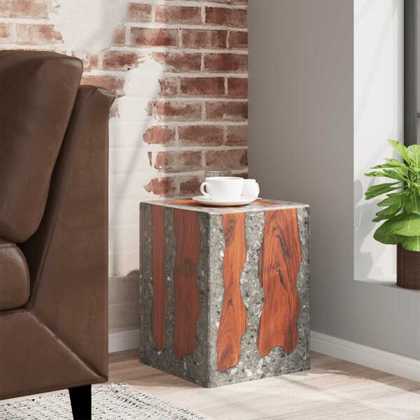 vidaXL Stool Solid Teak Wood and Resin