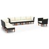 vidaXL 8 Piece Garden Lounge Set Poly Rattan and Eucalyptus Wood Black